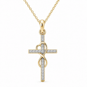 Clear-Stone Faith Cross Pendant Necklace on a pure white background