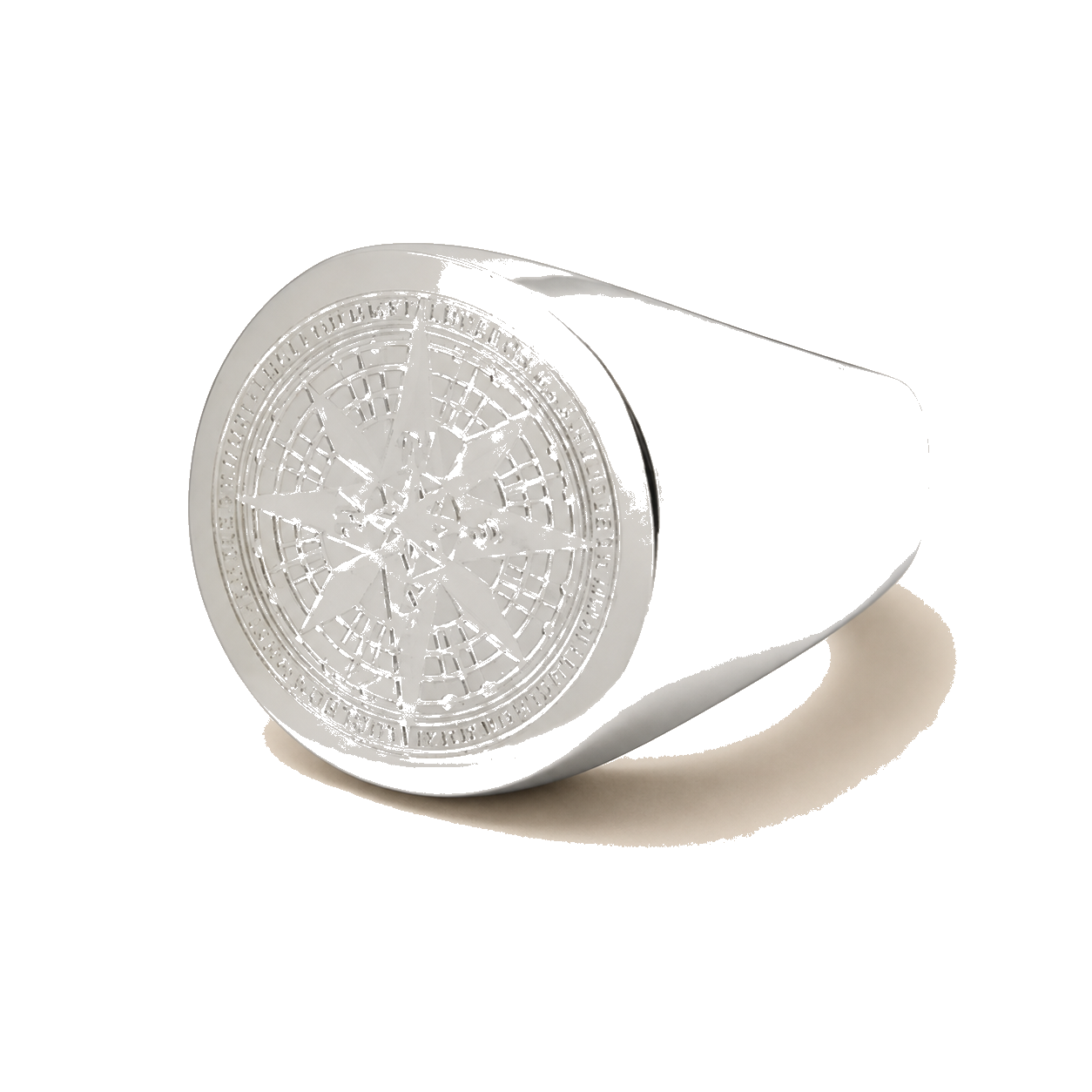 Compass Signet Ring on a clean white background
