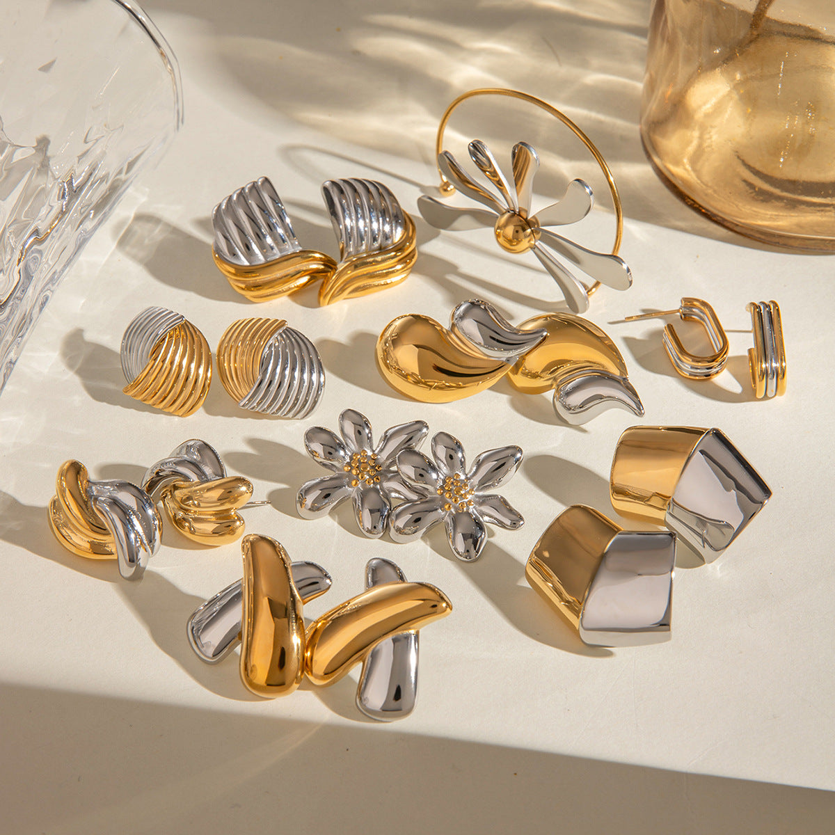 Contrast Stainless Steel Earrings