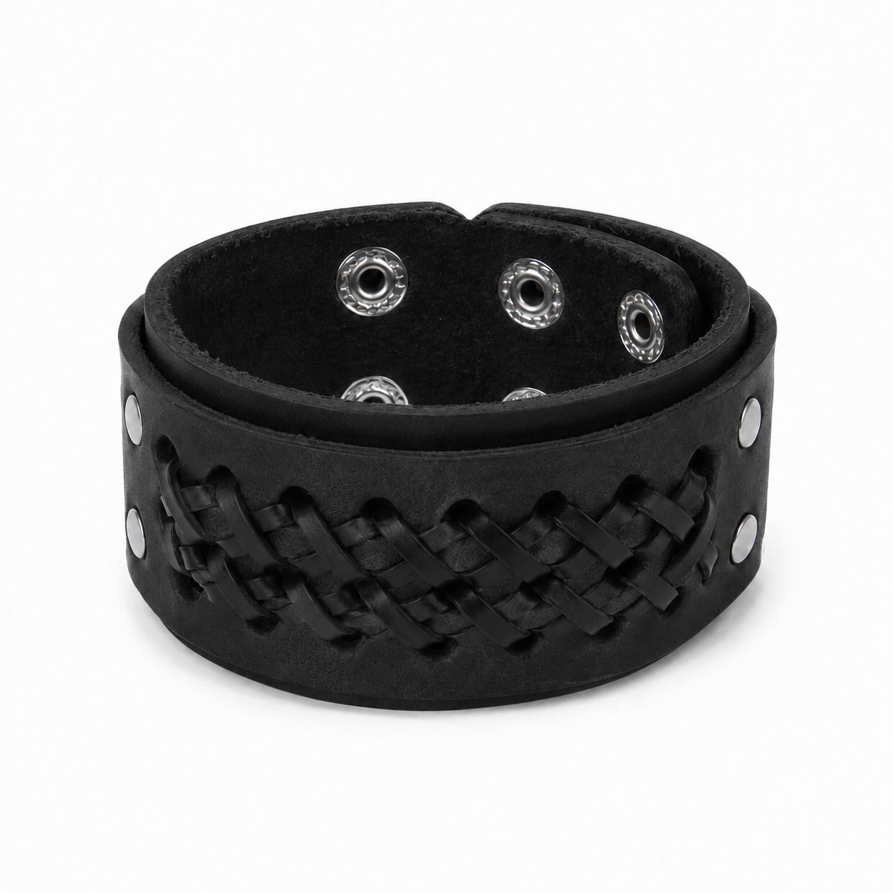 Multi-layer cowhide cuff bracelet in black