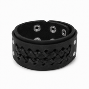Multi-layer cowhide cuff bracelet in black