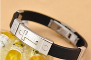 Cross-Plate Silicone & Steel Bracelet — Steel supplier reference