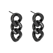 Black Double-Link Cuban Drop Earrings