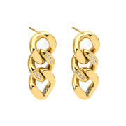 Gold Double-Link Cuban Drop Earrings