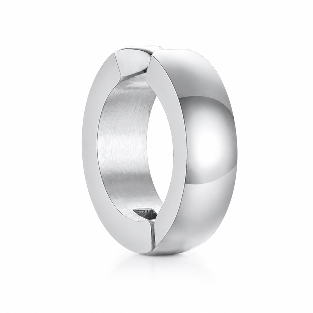 Curved Stainless Steel Ear Cuff on a pure white background