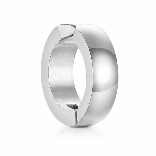 Curved Stainless Steel Ear Cuff on a pure white background
