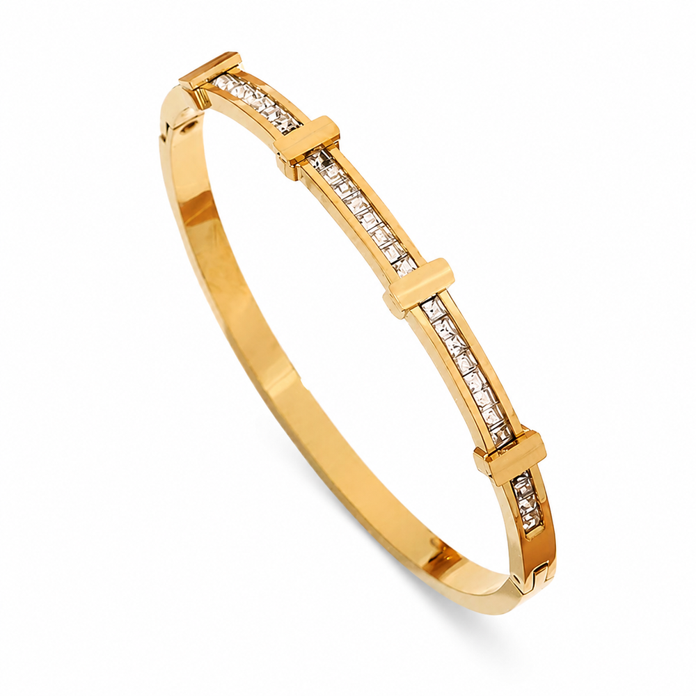 Double-Layer Zircon Cuff Bracelet on pure white background