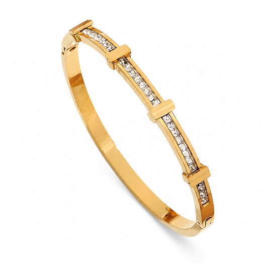 Double-Layer Zircon Cuff Bracelet on pure white background