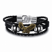 Eagle Leather Bracelet on pure white background