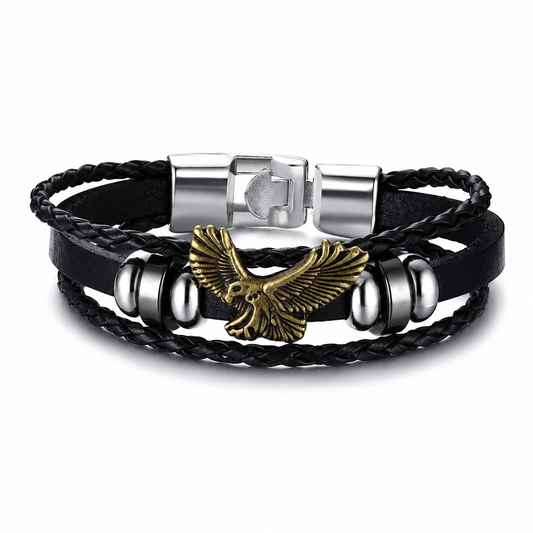 Eagle Leather Bracelet on pure white background