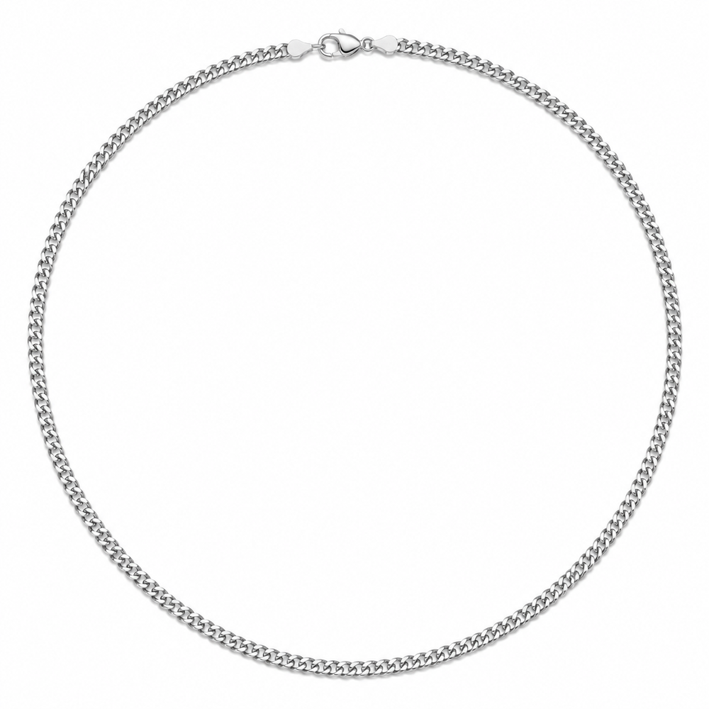 3mm silver-tone Cuban chain for men