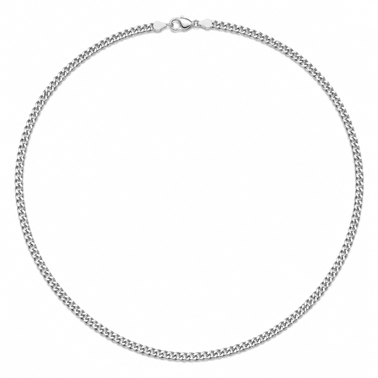3mm silver-tone Cuban chain for men