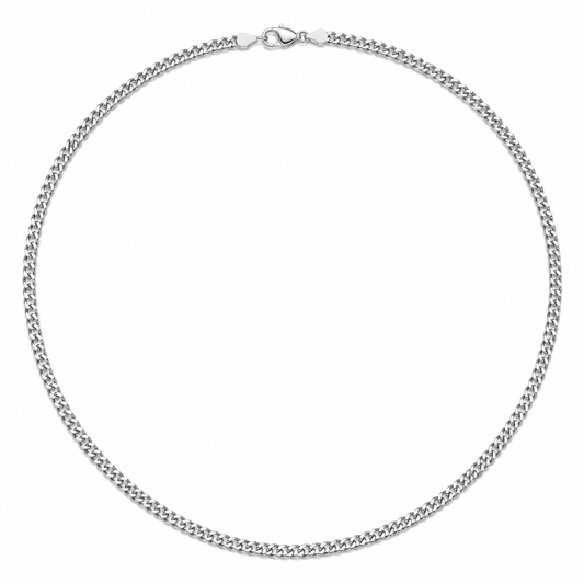 3mm silver-tone Cuban chain for men
