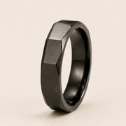 Black 8mm faceted polygon ring