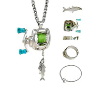 Fishing reel pendant necklace alternate view