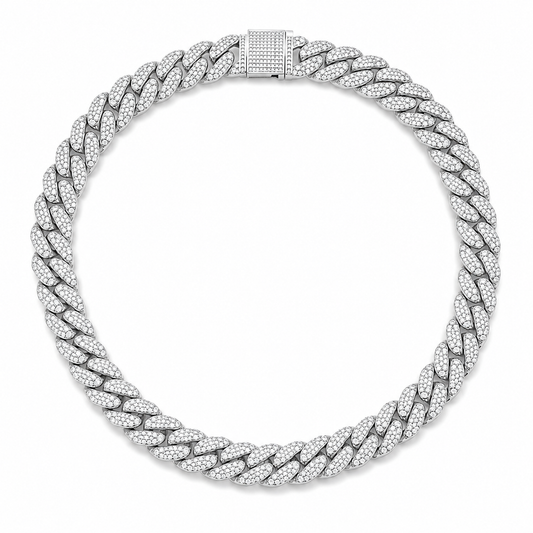 Full-Zircon Iced Cuban Necklace on white background