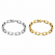 Men's geometric link bracelet in steel and gold tone