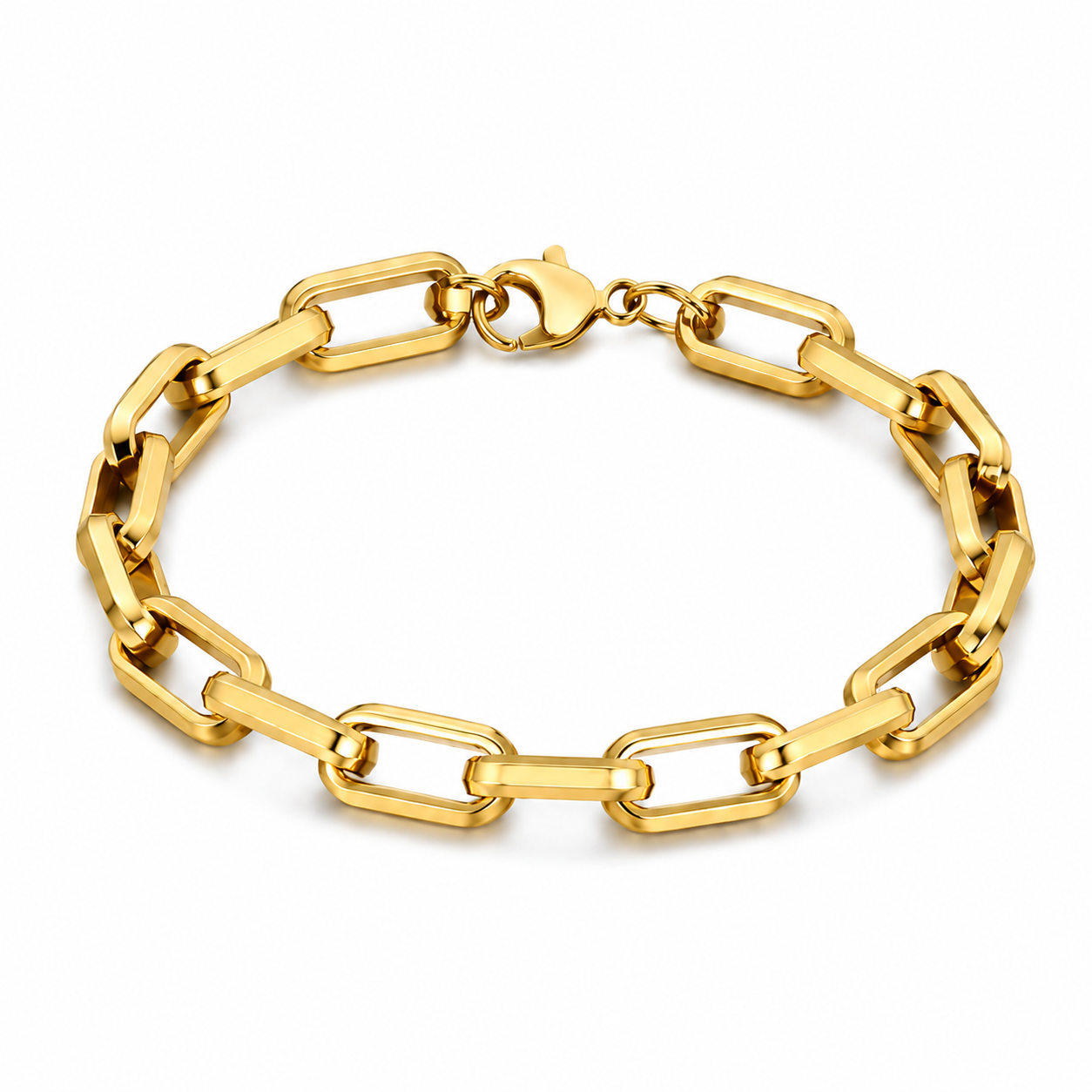 Geometric link bracelet in gold tone