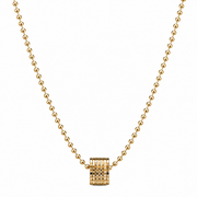 Gold-tone barrel pendant necklace on white