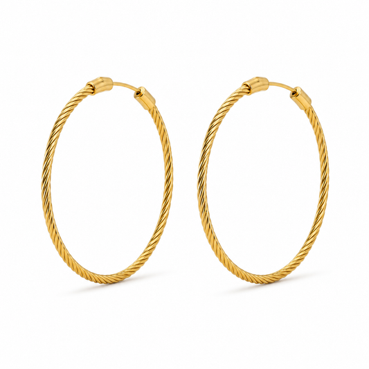 Gold-tone thread hoop earrings
