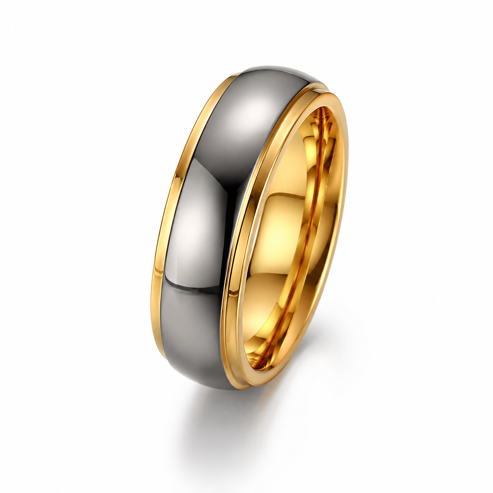 VARIANT|hero|Men's gold-edge tungsten band on white