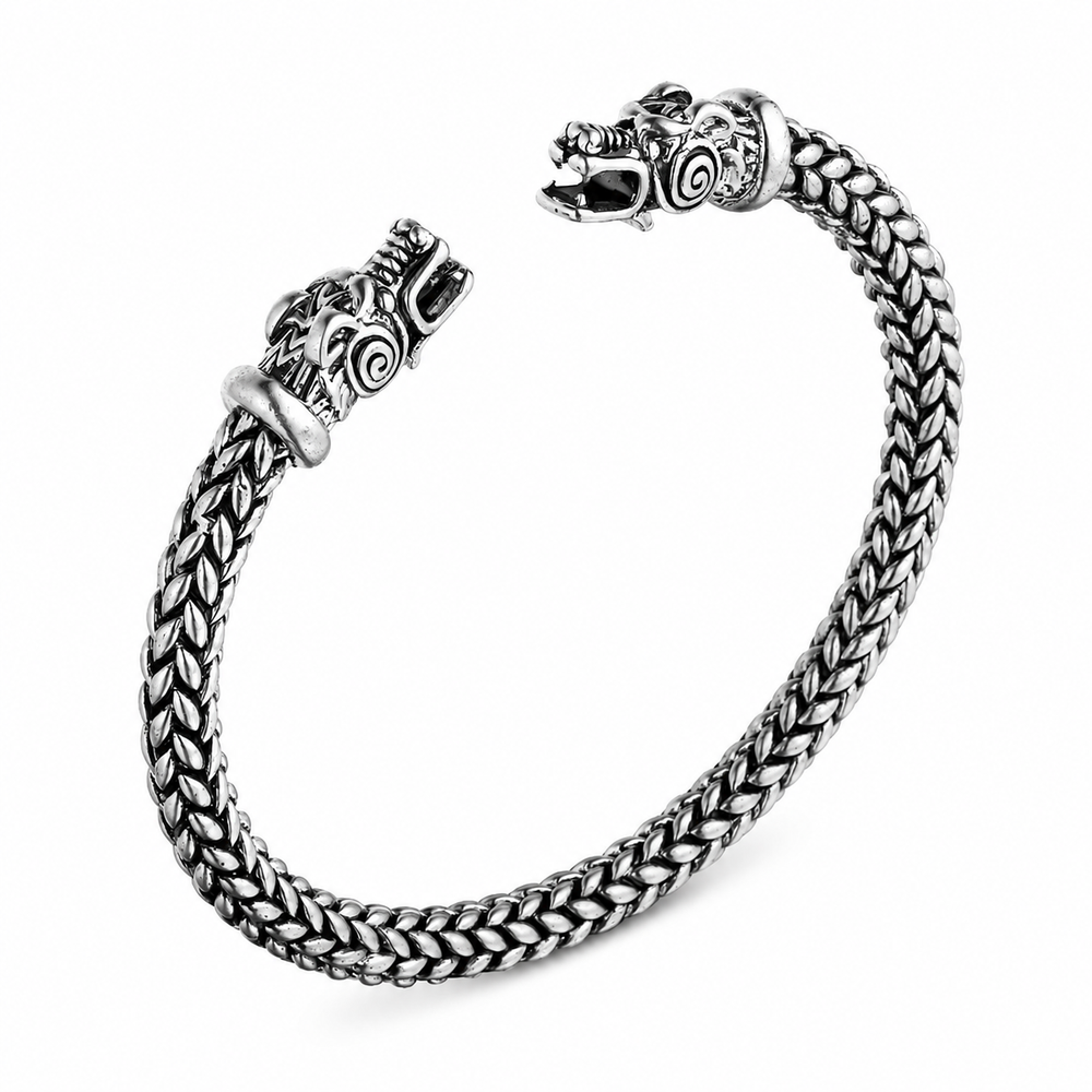Grey Wolf Torc Bracelet on a pure white background