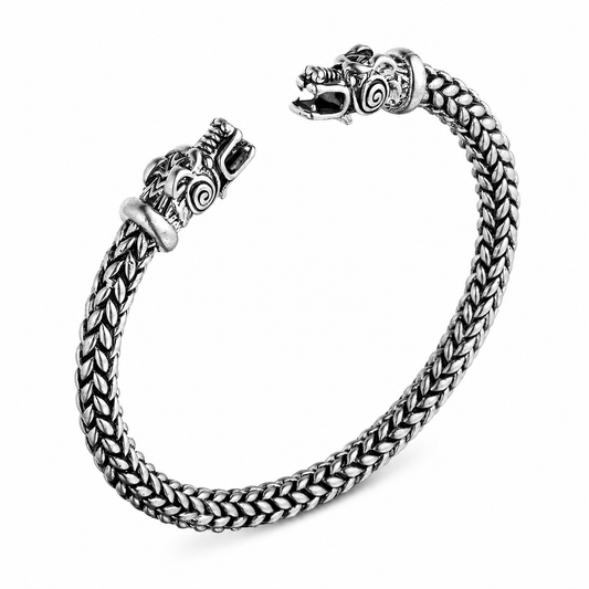 Grey Wolf Torc Bracelet on a pure white background