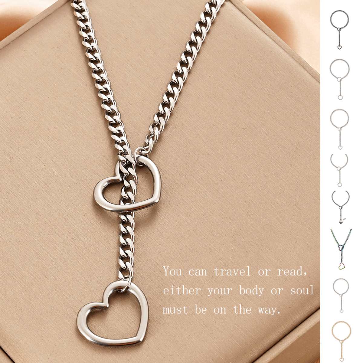 VALT men's gunmetal ring lariat stainless steel necklace