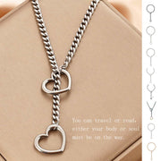 VALT men's gunmetal ring lariat stainless steel necklace