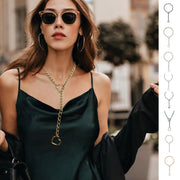 Stainless steel ring lariat necklace alternate view