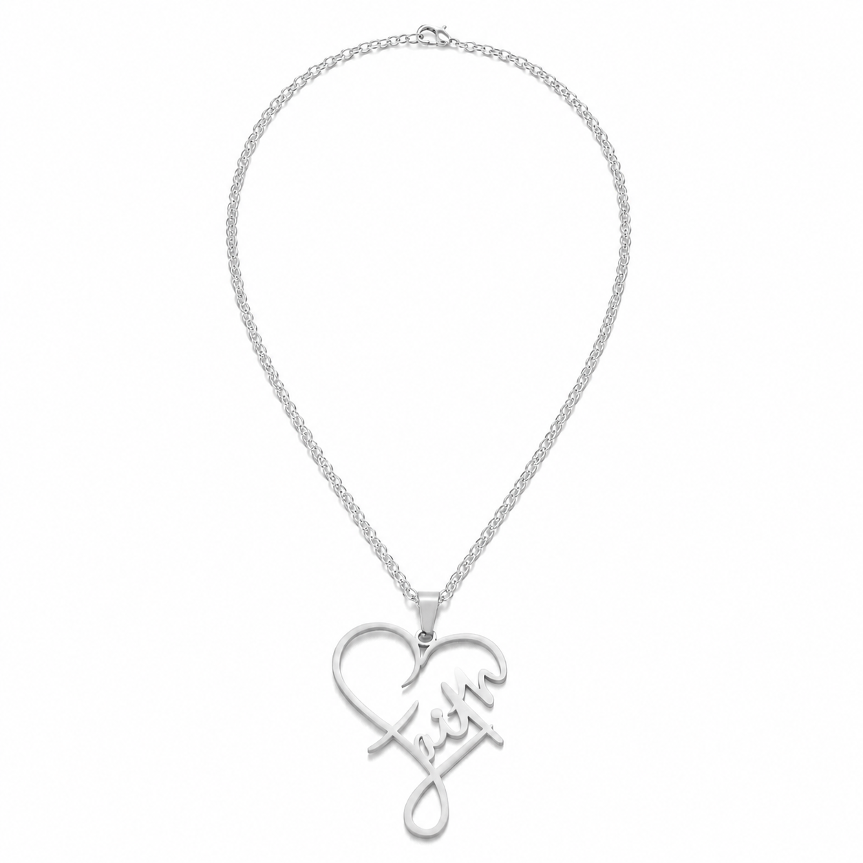 Heart of Faith Pendant Necklace on white background