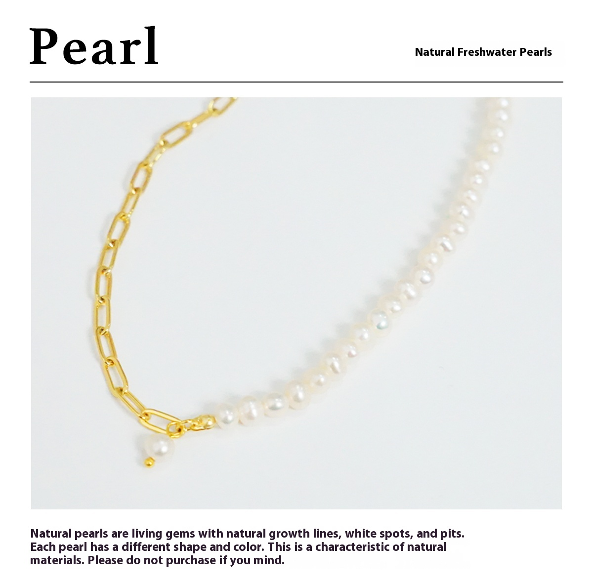 Freshwater Pearl & Paperclip Necklace – image 2