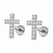 Iced cross stud earrings