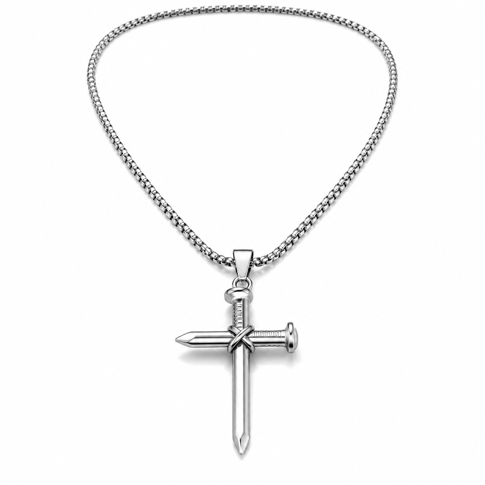 Iron Nail Cross Pendant Necklace