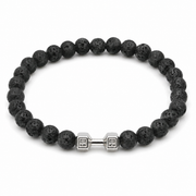 VALT black lava stone dumbbell bracelet on white