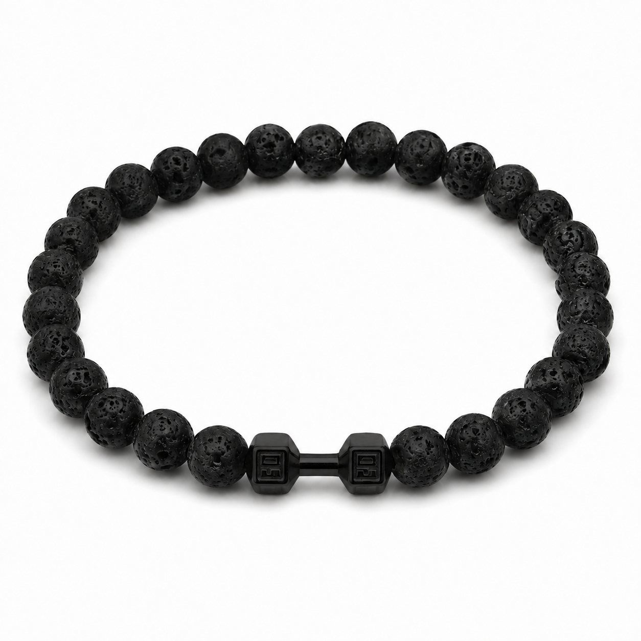 Lava stone dumbbell bracelet in black