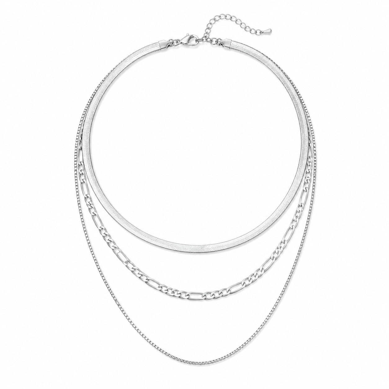 Layered Snake Chain Necklace on white background