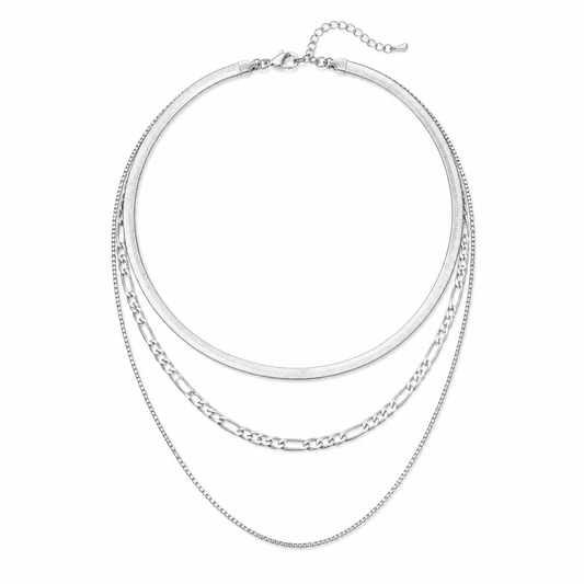 Layered Snake Chain Necklace on white background