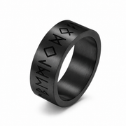 Matte brushed rune ring in black