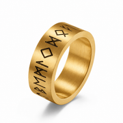 Matte brushed rune ring in gold tone