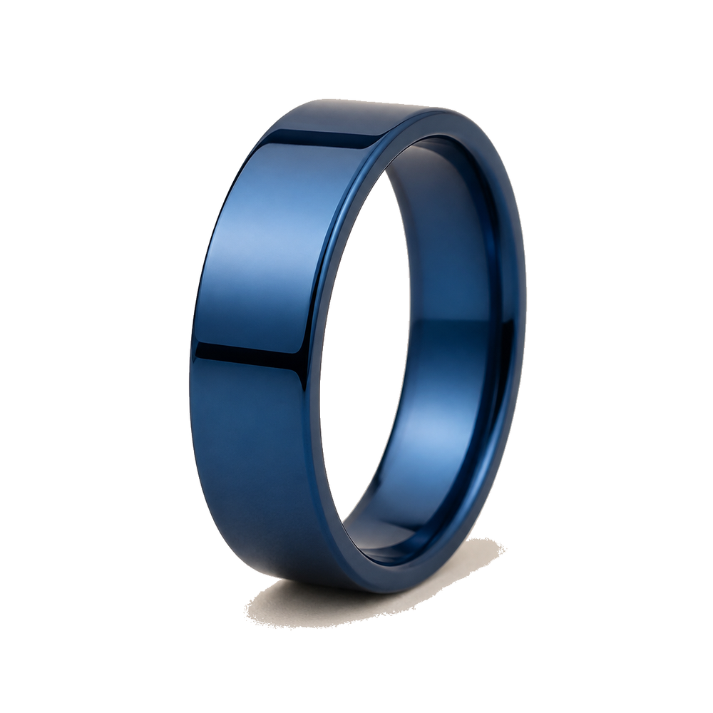 Minimal Titanium Band Ring on a pure white background