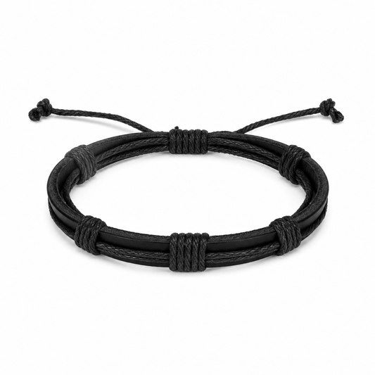Nordic Leather Arm Bracelet on white background 
