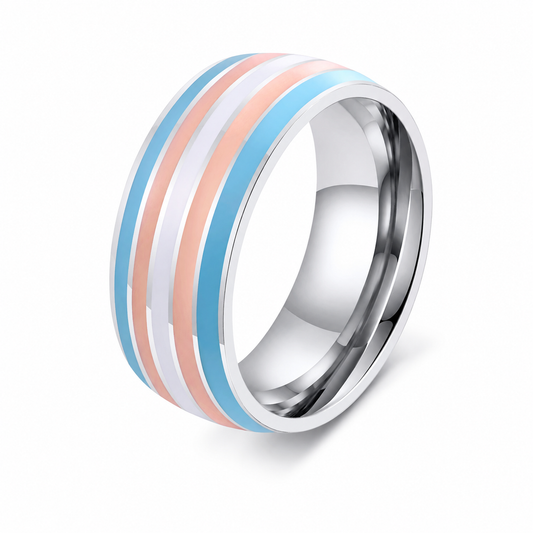 Pastel Stripe 8mm Ring on pure white background