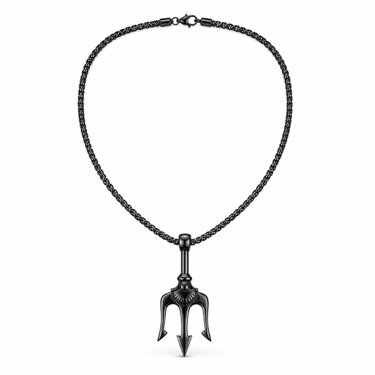 Poseidon Trident Pendant Necklace on white background
