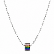 Rainbow barrel pendant necklace on white