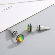 Rainbow geometric titanium steel earrings alternate view