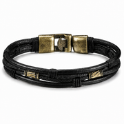 Retro braided leather bracelet in black
