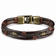 VALT retro dark brown braided leather bracelet on white