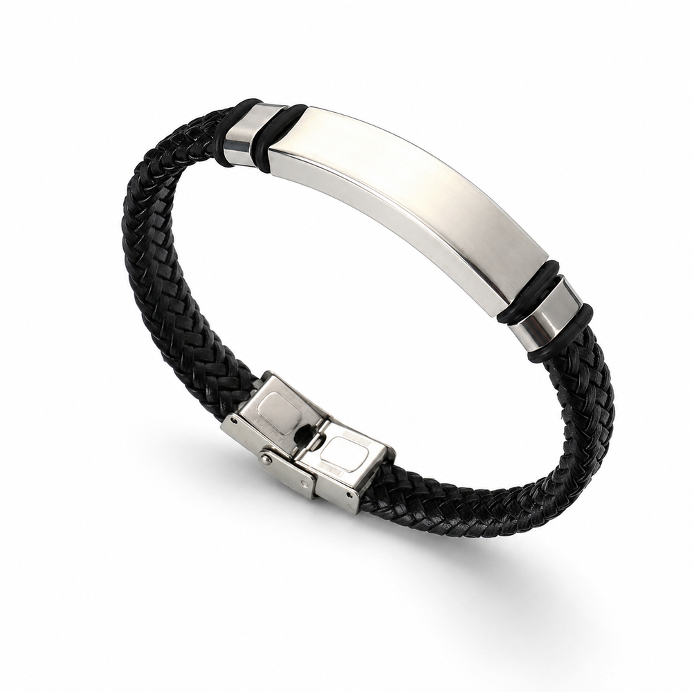Retro Woven Leather Bracelet on pure white background