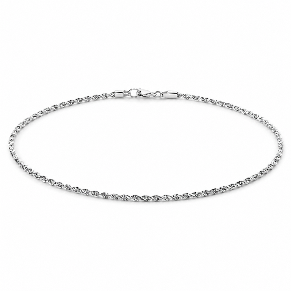 Men's 3mm silver rope chain bracelet